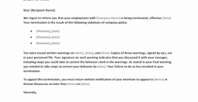 Letter of termination due to policy violation