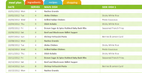 Monthly family meal planner