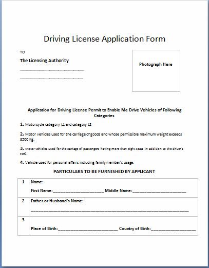 Driving Licence Application Forms Download