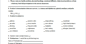 Student Medical History Form template