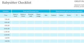 Babysitter checklist with schedule