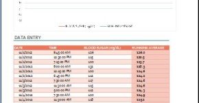 MS Excel Blood Sugar Tracker
