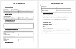 Field Trip Permission Form