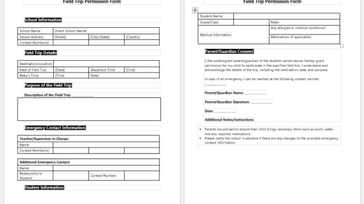 Field Trip Permission Form