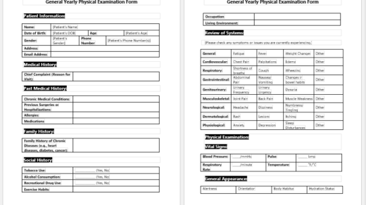 General Yearly Physical Examination Form