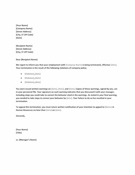 Sample Of Termination Letter For Employee from www.bestmedicalforms.com