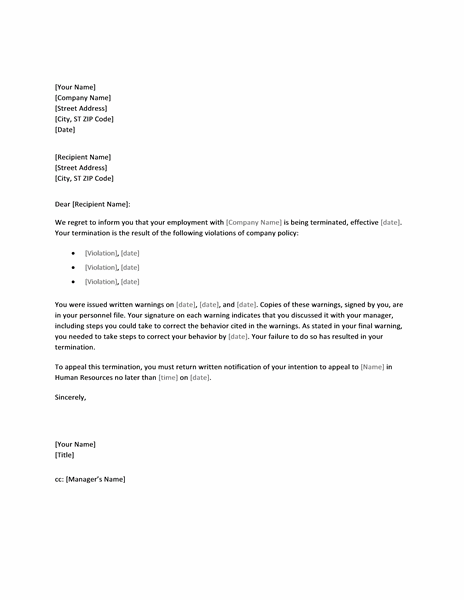 Sample Letter Of Firing An Employee from www.bestmedicalforms.com