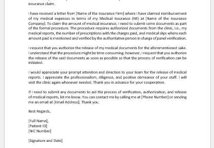 Letter to Doctor Authorizing Release of Medical Records