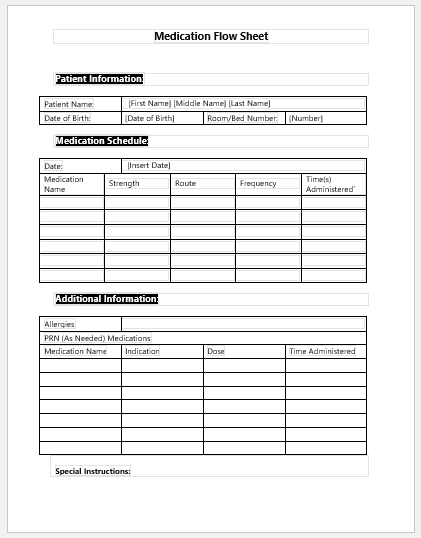 Medication Flow Sheet