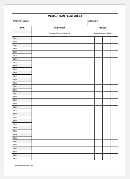 Medication flow sheet template