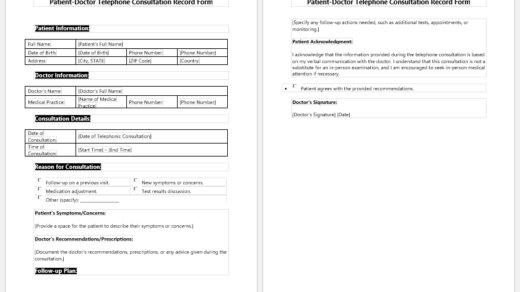 Patient-Doctor Telephone Consultation Record Form