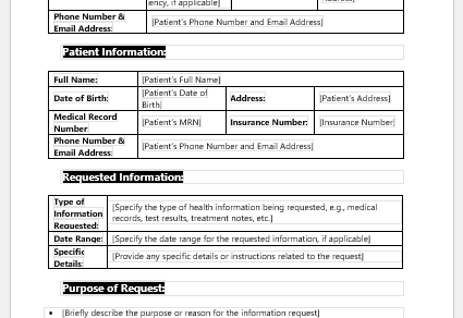 Patient Health Information Request Form