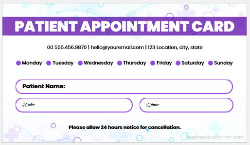 Patient Appointment Card Template
