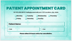 Patient Appointment Card Templates for Word | Download