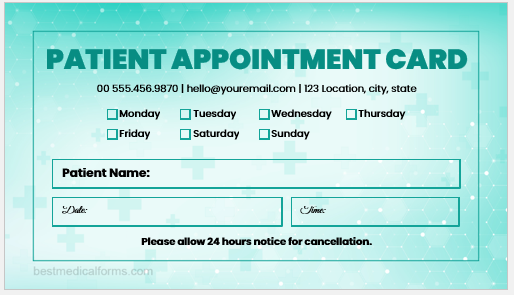 Patient Appointment Card Template