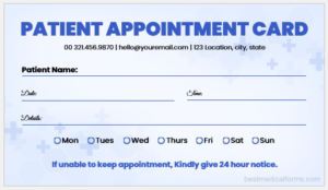 Patient Appointment Card Templates For Word Download