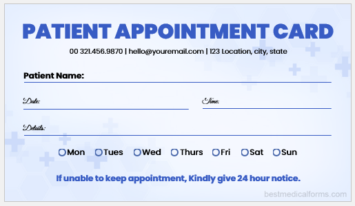 Patient Appointment Card Template