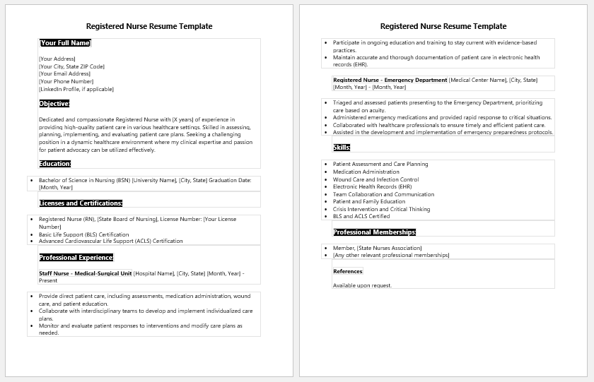 Registered Nurse Resume Template