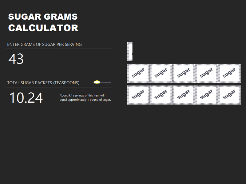 Suger gram calculater