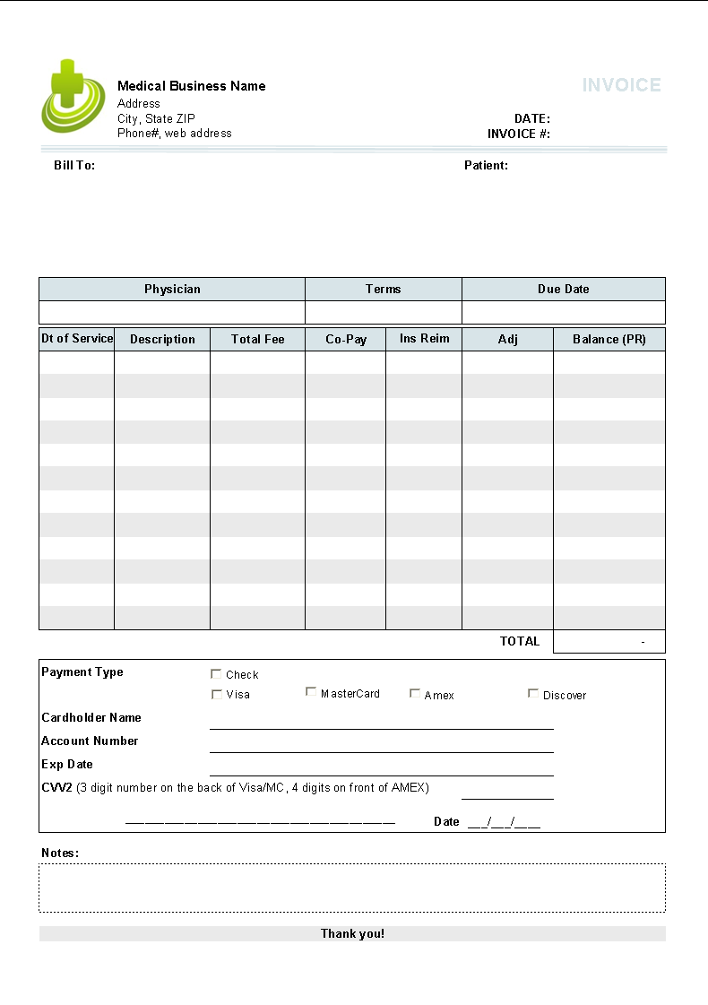 Home Health Care Invoice Template