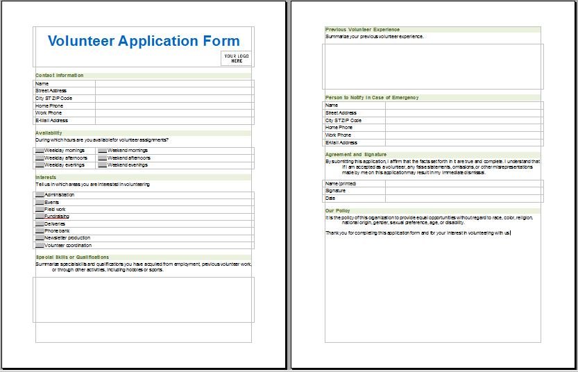 Medical Services Volunteer Application Form