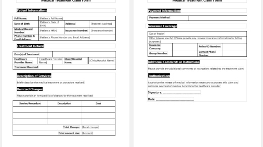 Medical Treatment Claim Form