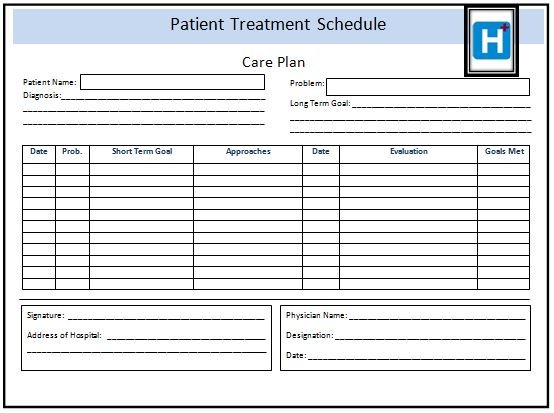 Patient Treatment Schedule Form