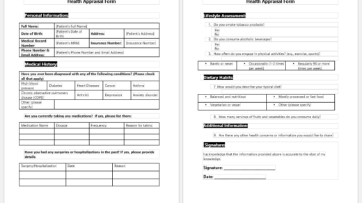 Health Appraisal Form