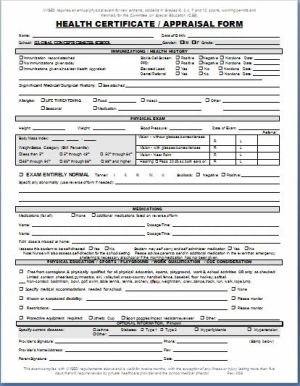 Health Appraisal Form Templates | Download Samples