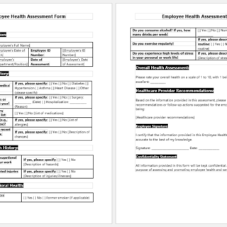 Employee Health Assessment Form
