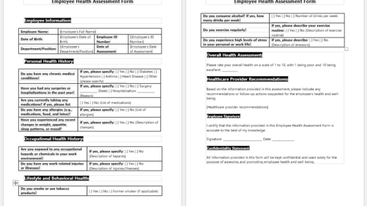 Employee Health Assessment Form