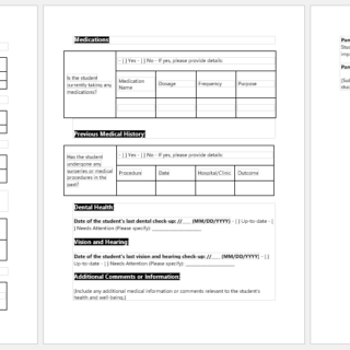 Student Medical History Form