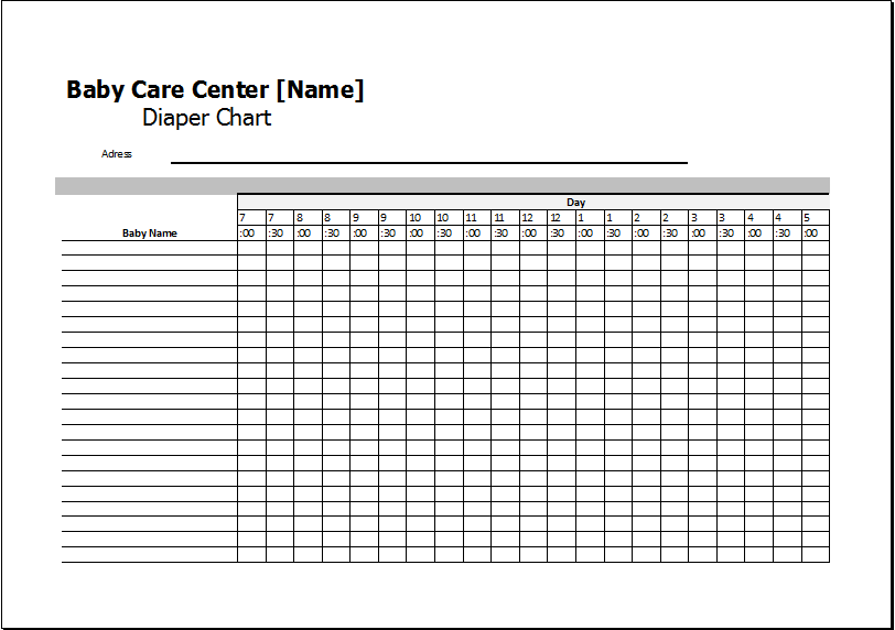 Diaper Number Chart