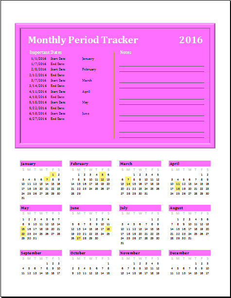monthly period tracker