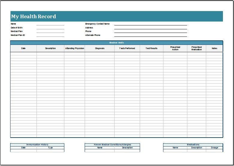 Printable Patient Medical Record Template