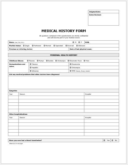 Personal Medical Records Template from www.bestmedicalforms.com