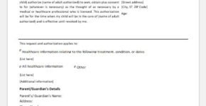 Minor Child Treatment Consent Form