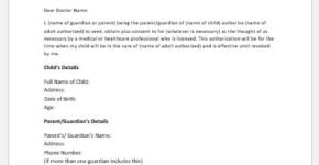 Minor Child Treatment Consent Letter
