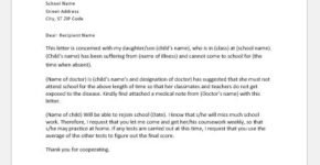 Student medical excusal letter