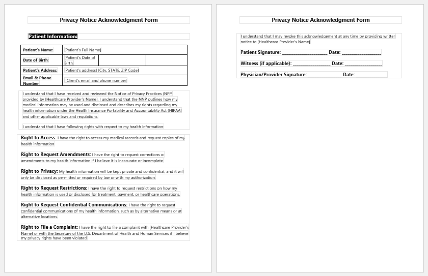 Privacy Notice Acknowledgment Form