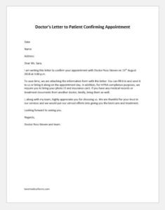 Doctor’s Letter to Patient Confirming Appointment