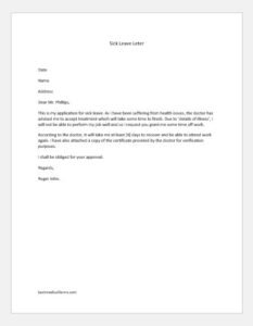 Long term sick leave letter