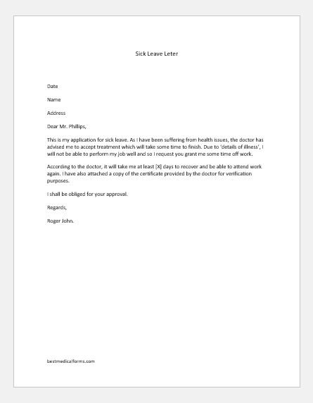 Sick Day Letter To Boss from www.bestmedicalforms.com