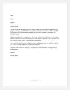 Medical emergency leave request letter