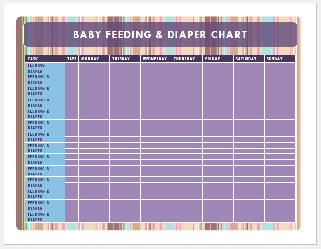 Feeding And Diaper Chart Printable