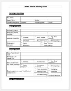 Dental Health History Form