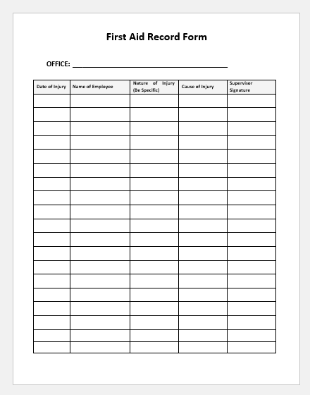 Free Printable First Aid Treatment Form - Free Printable Templates