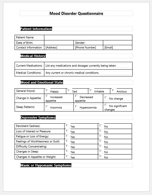 Mood Disorder Questionnaire