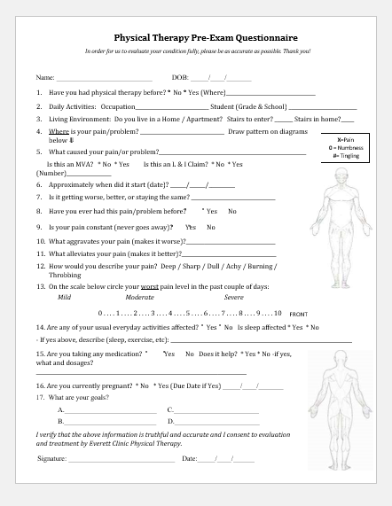 Physical Therapy Questionnaire
