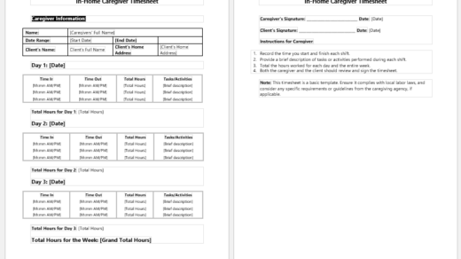 In-Home Caregiver Timesheet